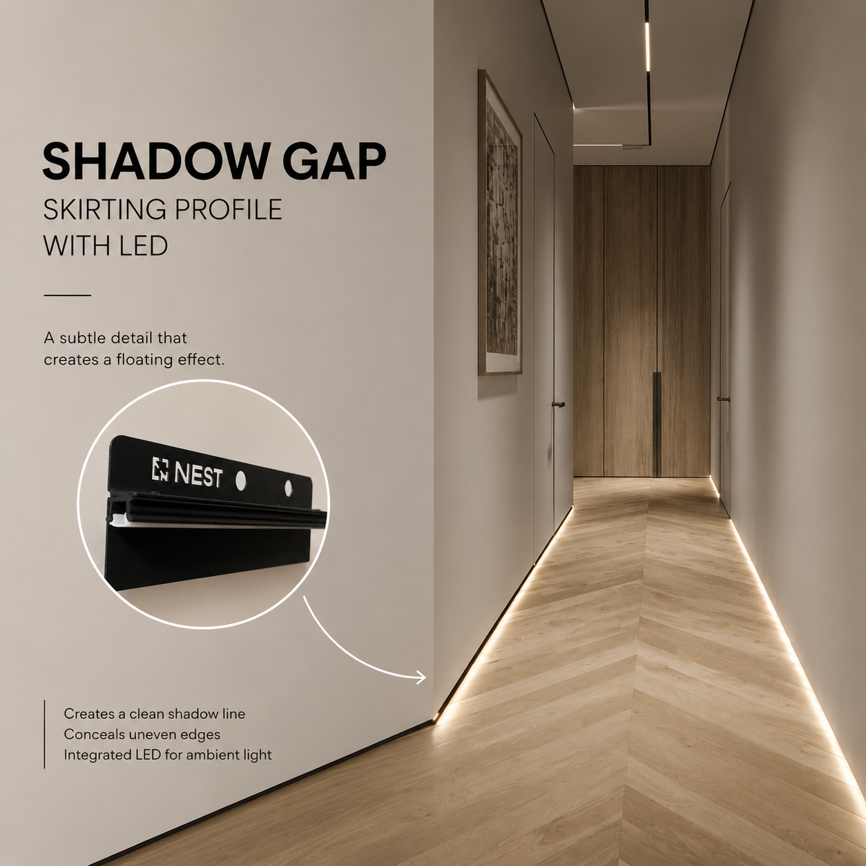 Floor shadow gap with led